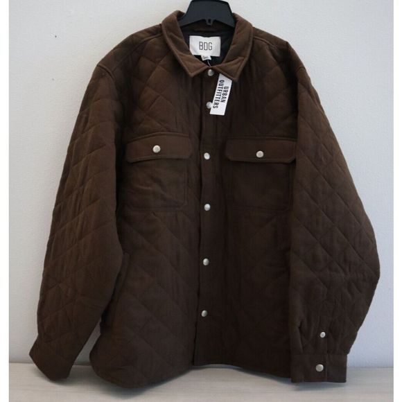 BDG Urban Outfitters OB1340933 Men's Sz XL Brown Quilted Lined Shirt Jacket - Picture 1 of 16